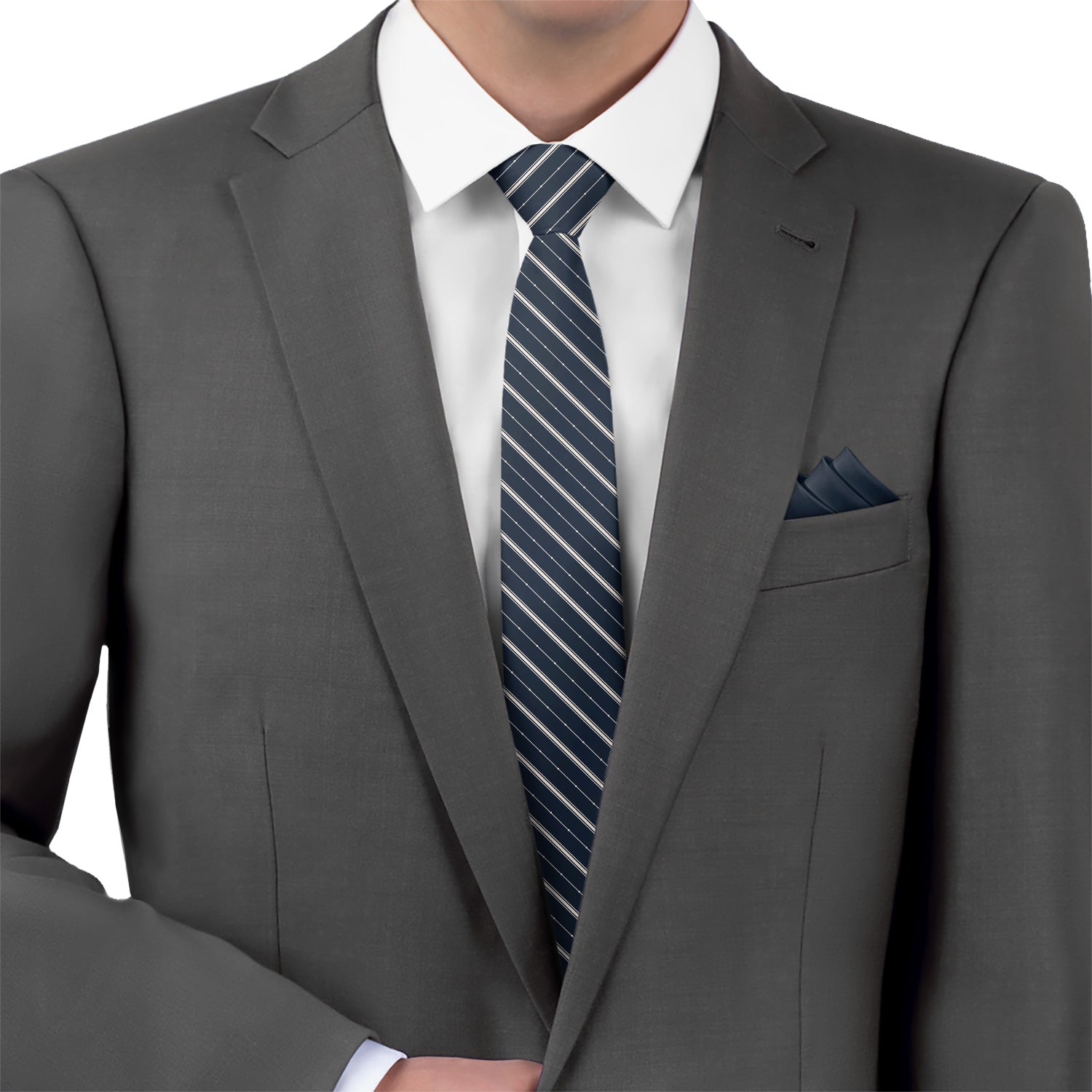 Pin Dot Stripe Necktie - Matching Pocket Square - Knotty Tie Co.