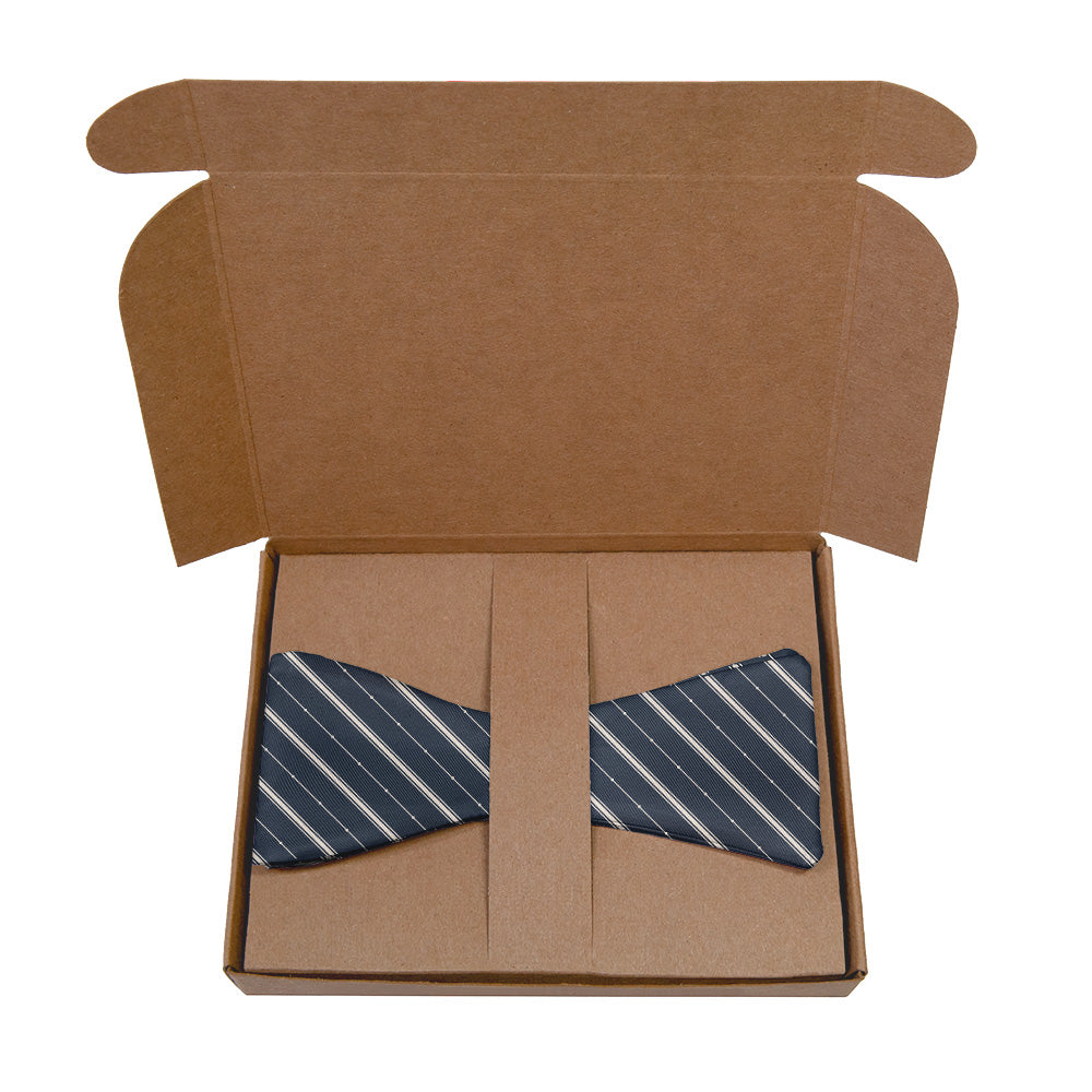 Pin Dot Stripe Bow Tie - Kraft Gift Box Packaging - Knotty Tie Co.