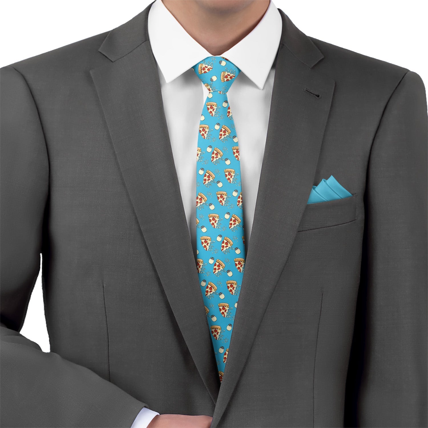 Pizza Party Necktie - Matching Pocket Square - Knotty Tie Co.