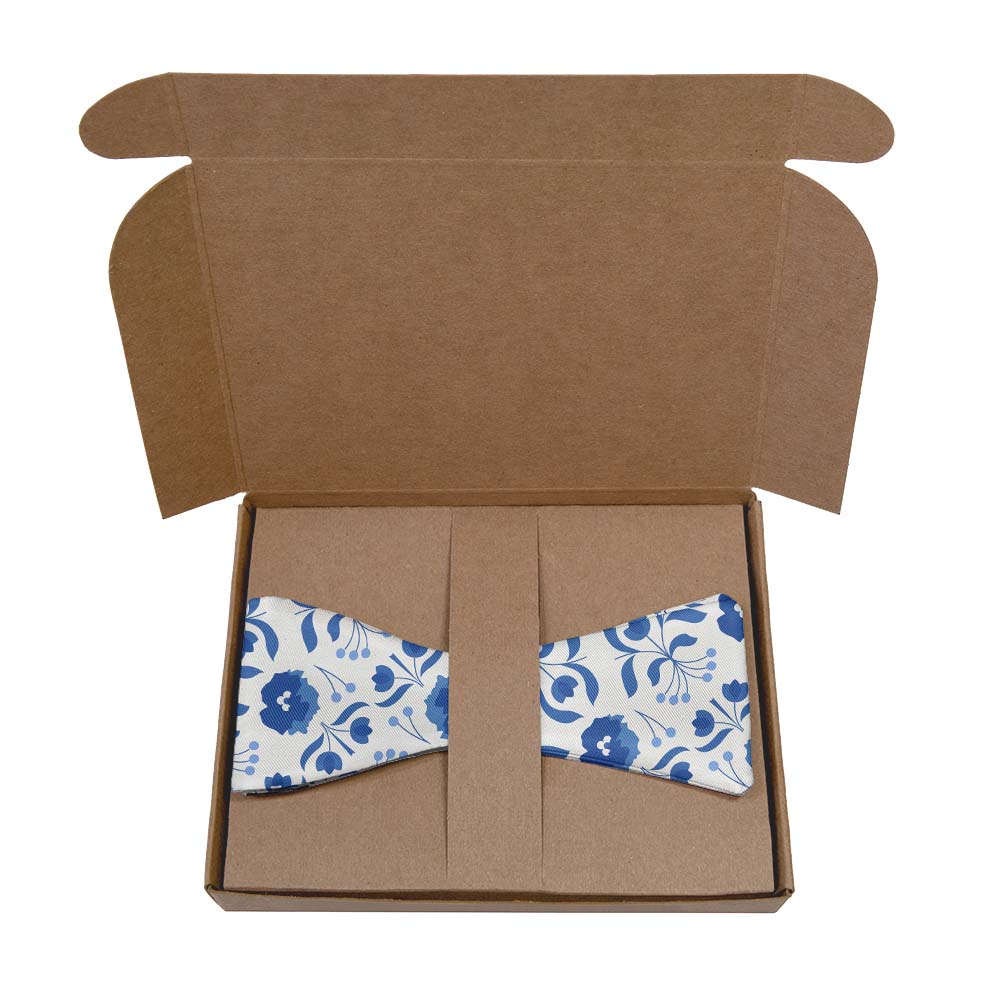 Poppy Floral Bow Tie- Kraft Gift Box Packaging - Knotty Tie Co.