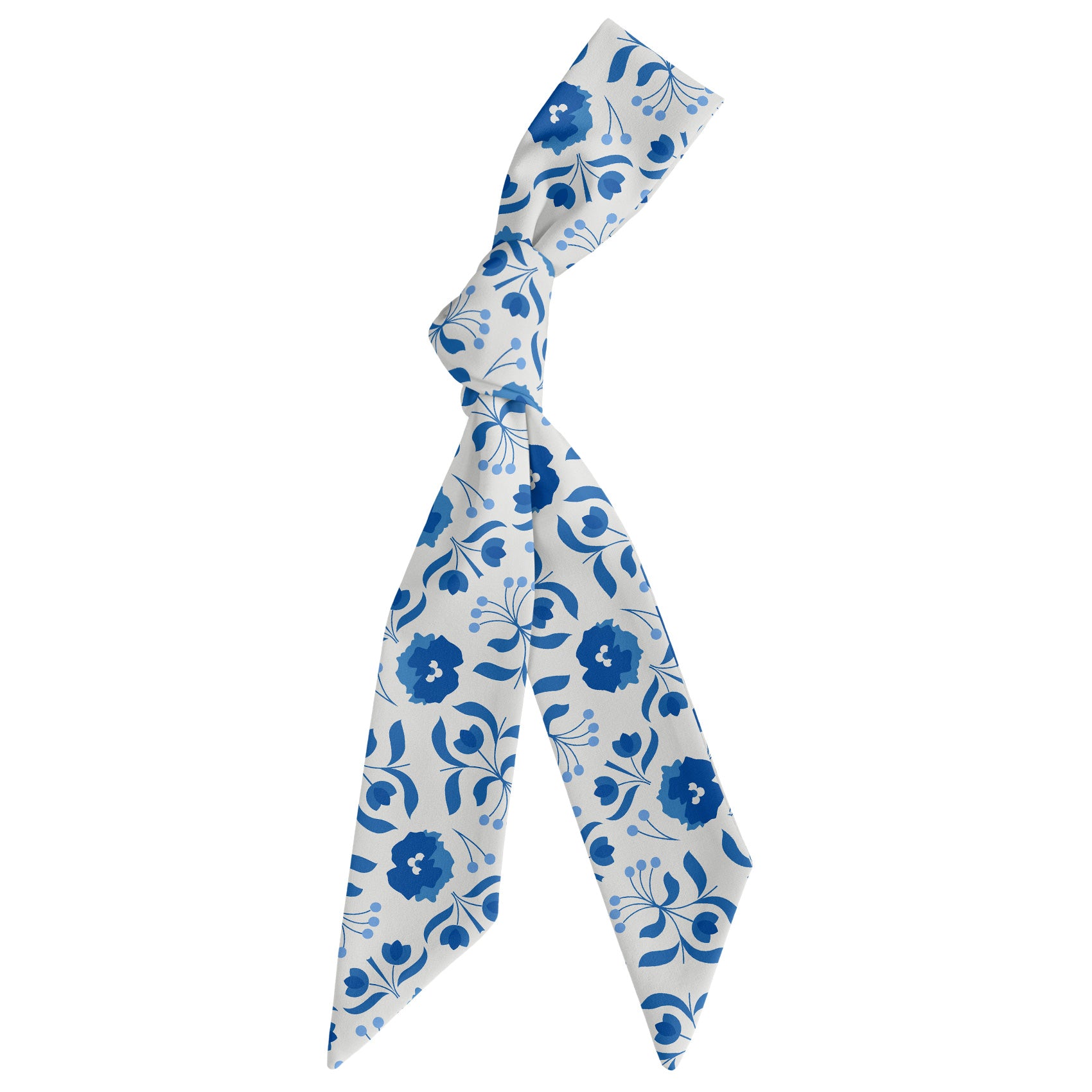 Poppy Floral Stripe Hair Scarf - Scarf Tied Into Knot - Knotty Tie Co.