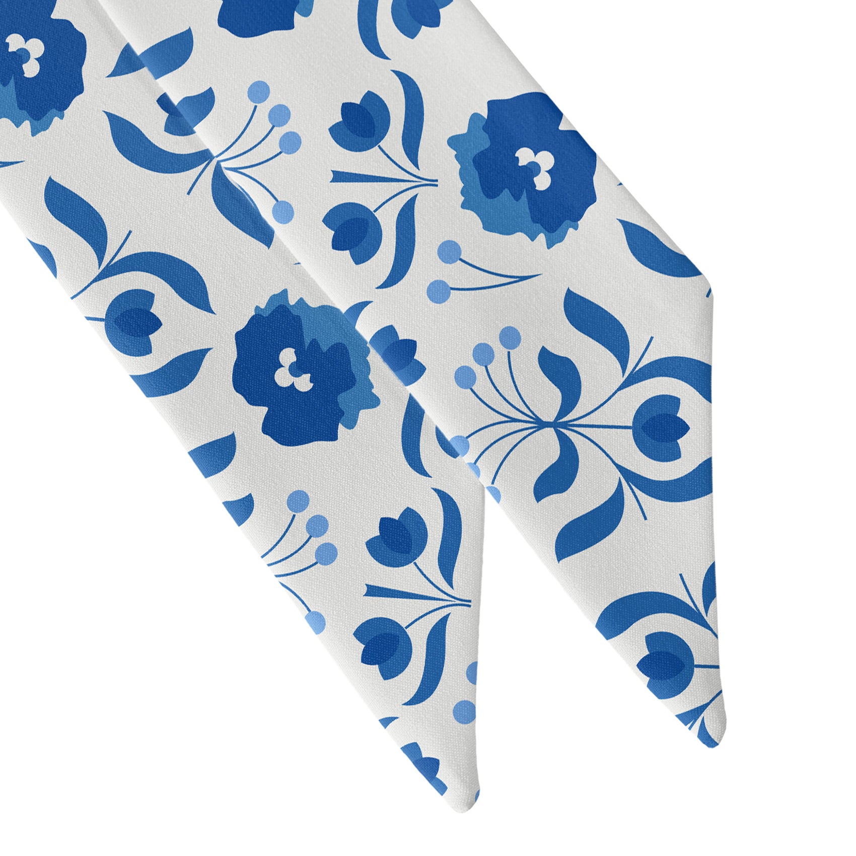 Poppy Floral Stripe Hair Scarf - Scarf Tapered Ends - Knotty Tie Co.
