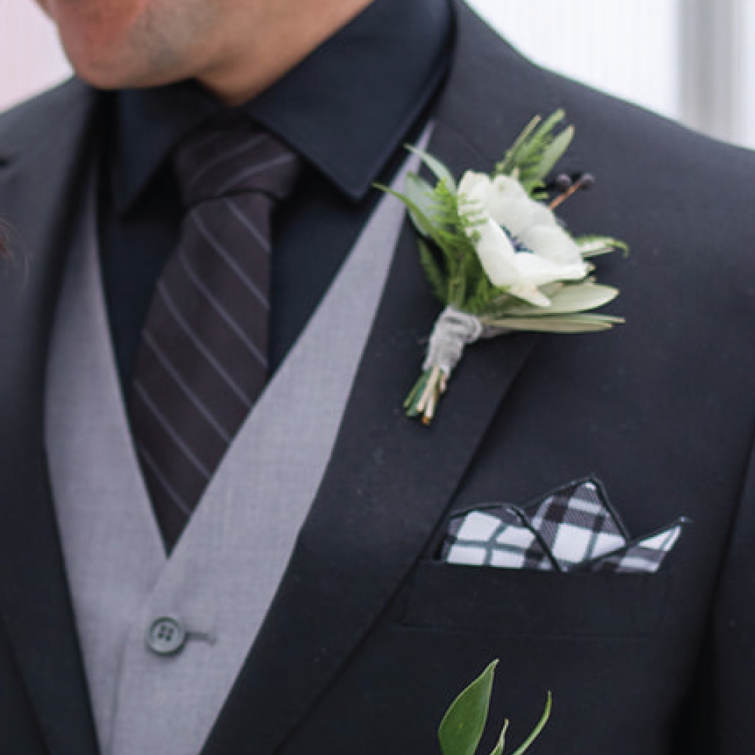 black and white plaid pocket square