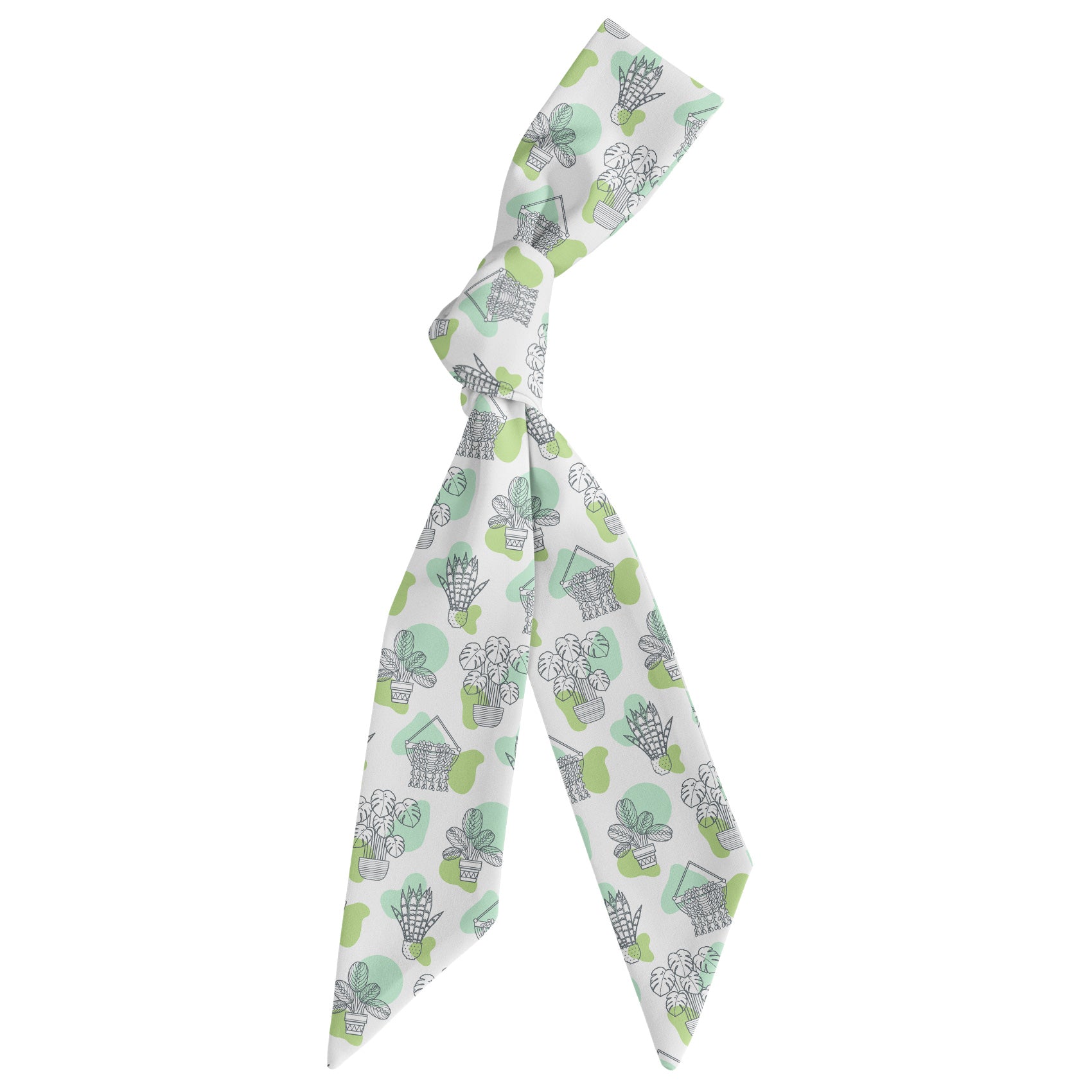 Potted Flow Floral Hair Scarf - Scarf Tied Into Knot - Knotty Tie Co.