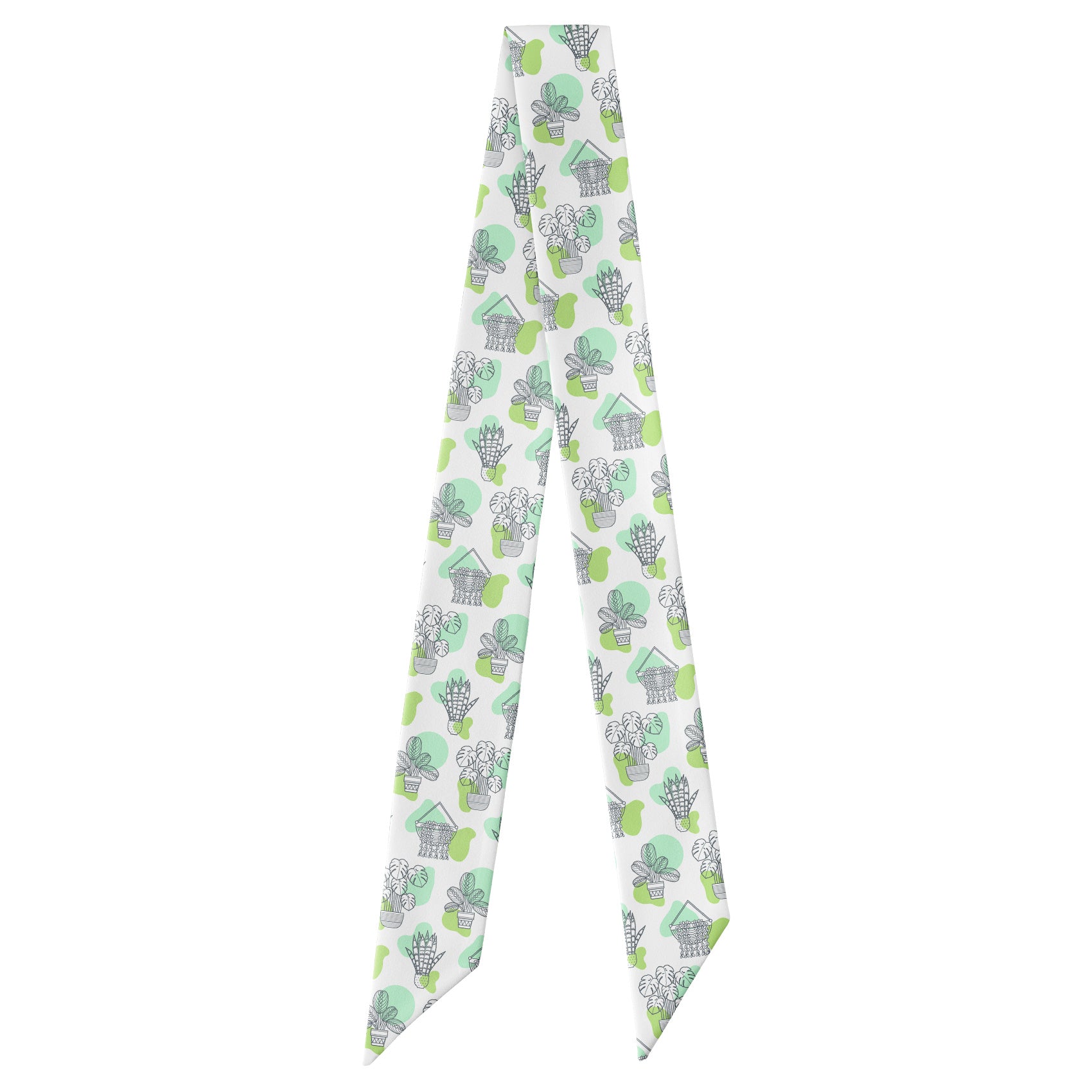 Potted Flow Floral Hair Scarf - Full View of Hair Scarf - Knotty Tie Co.