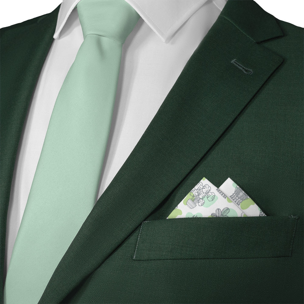 Pocket square with a pattern of potted plants on a white background