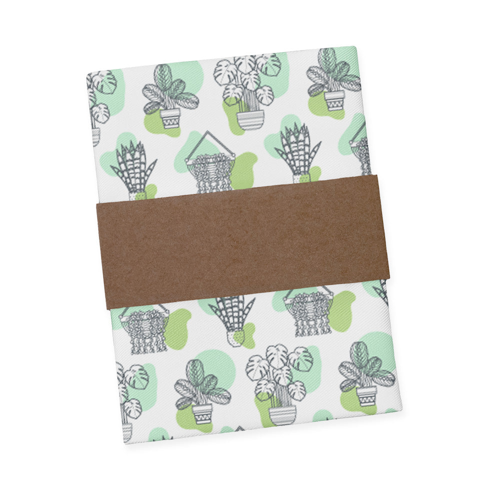 Pocket square with plant pattern and brown band on white background