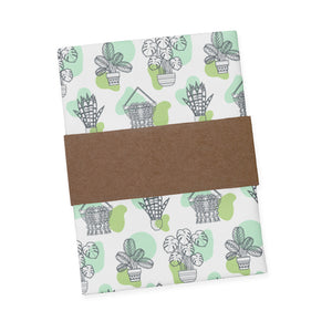 Pocket square with plant pattern and brown band on white background