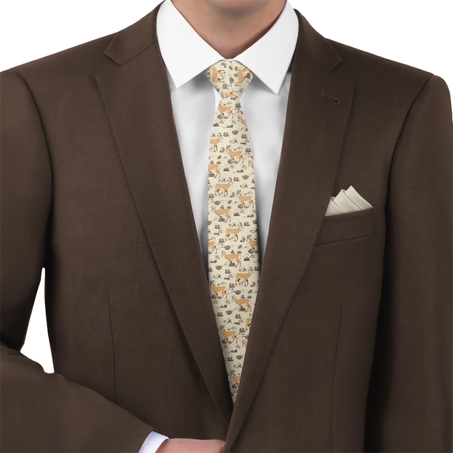 Prairie Pronghorn Necktie - Matching Pocket Square - Knotty Tie Co.
