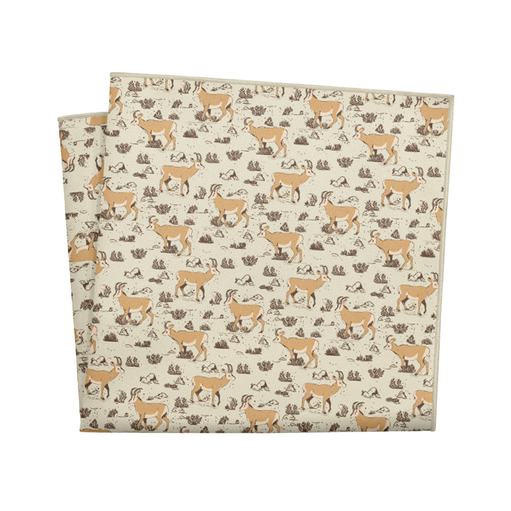 Prairie Pronghorn Pocket Square - 12" Square - Knotty Tie Co.