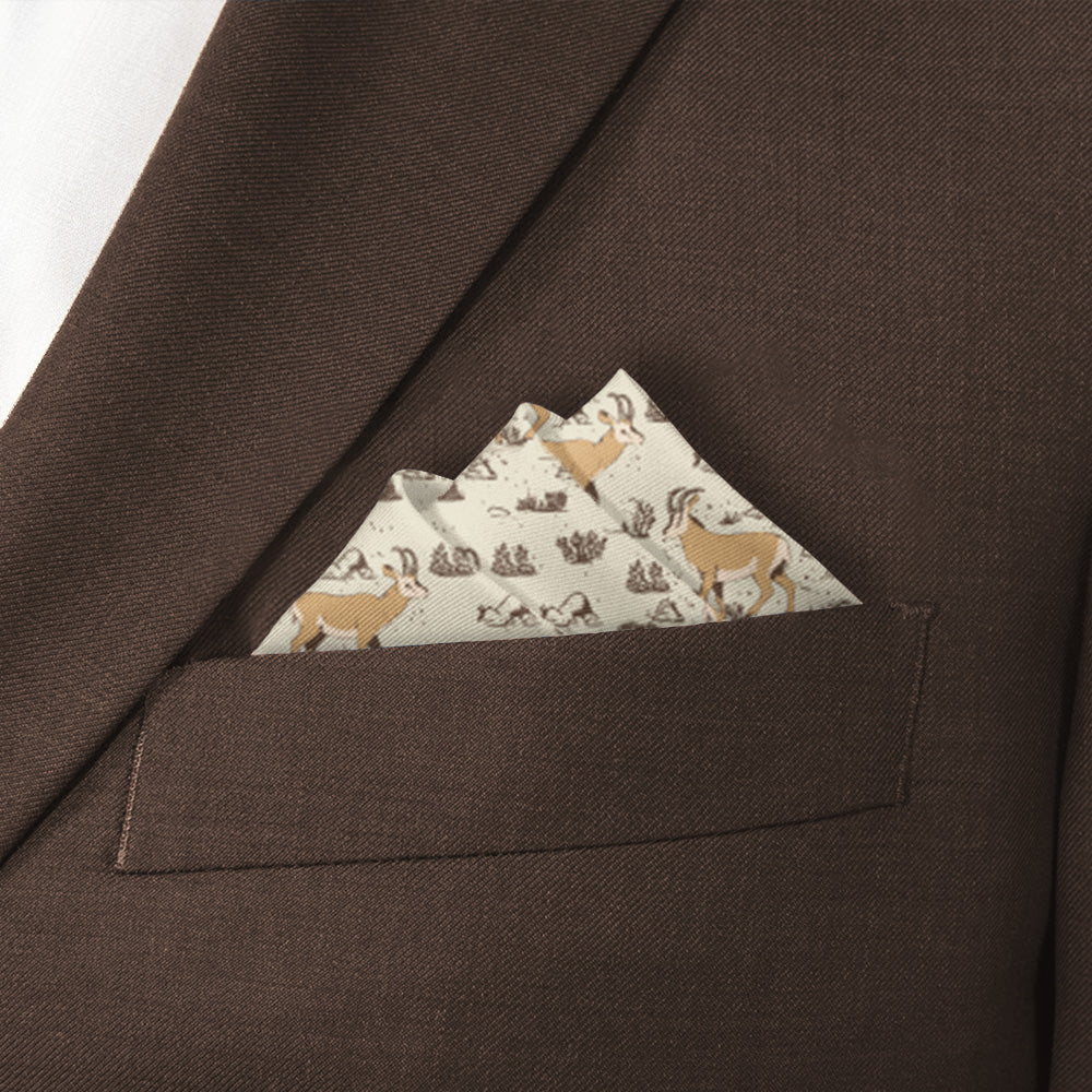 Prairie Pronghorn Pocket Square - Stairs Fold - Knotty Tie Co.