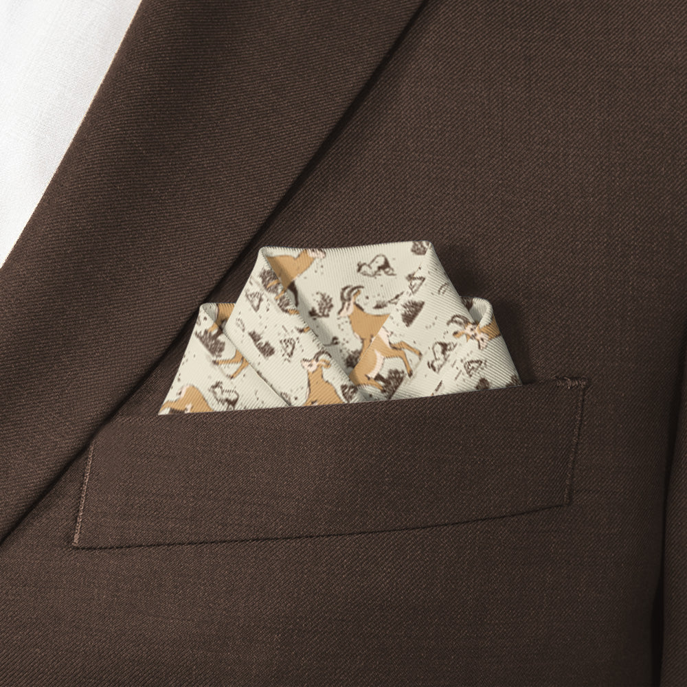 Prairie Pronghorn Pocket Square - Scalloped Fold - Knotty Tie Co.