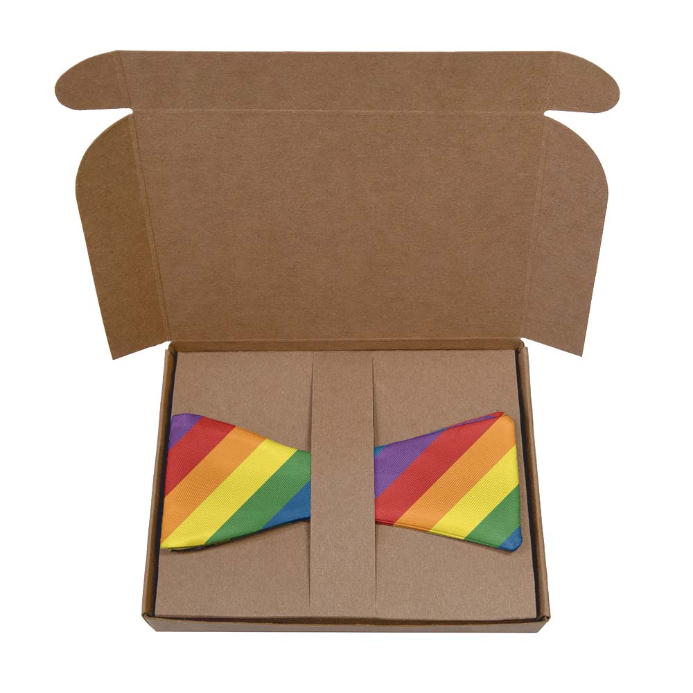 Pride Flag Bow Tie- Kraft Gift Box Packaging - Knotty Tie Co.