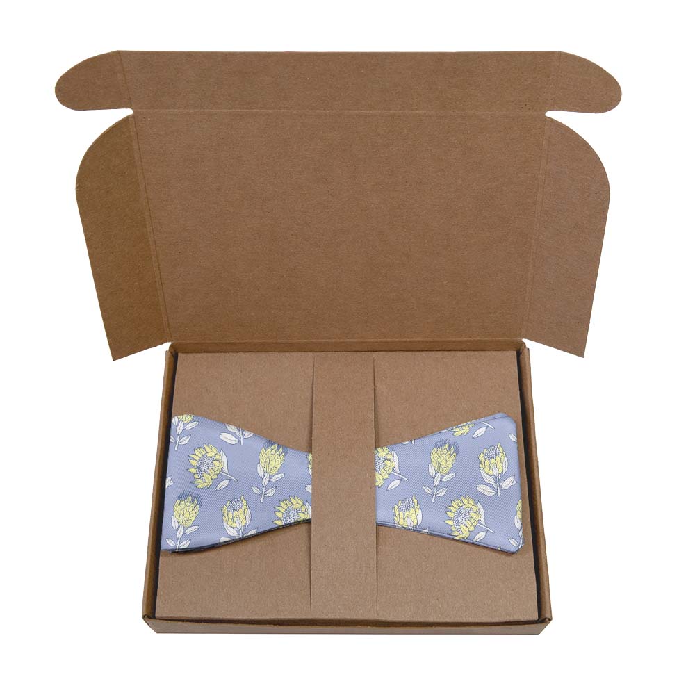 Protea Floral Bow Tie- Kraft Gift Box Packaging - Knotty Tie Co.