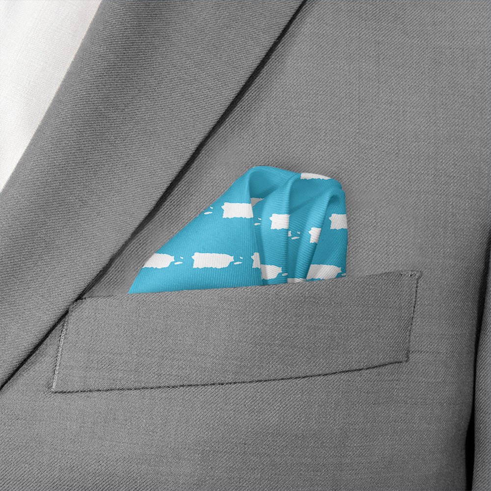 Puerto Rico Outline Pocket Square - Wave Fold - Knotty Tie Co.
