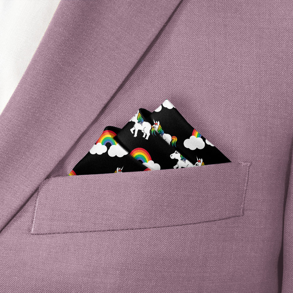 Rainbow Unicorn Pocket Square - Stairs Fold - Knotty Tie Co.