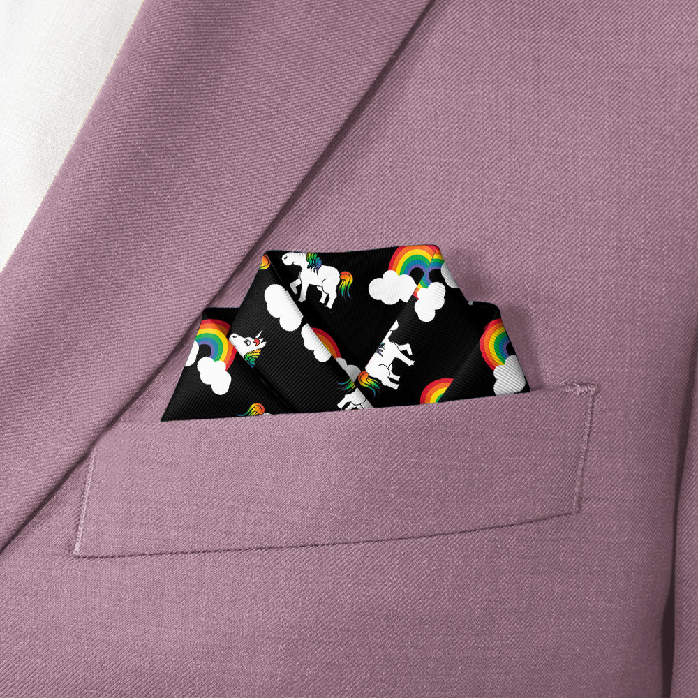 Rainbow Unicorn Pocket Square - Scalloped Fold - Knotty Tie Co.