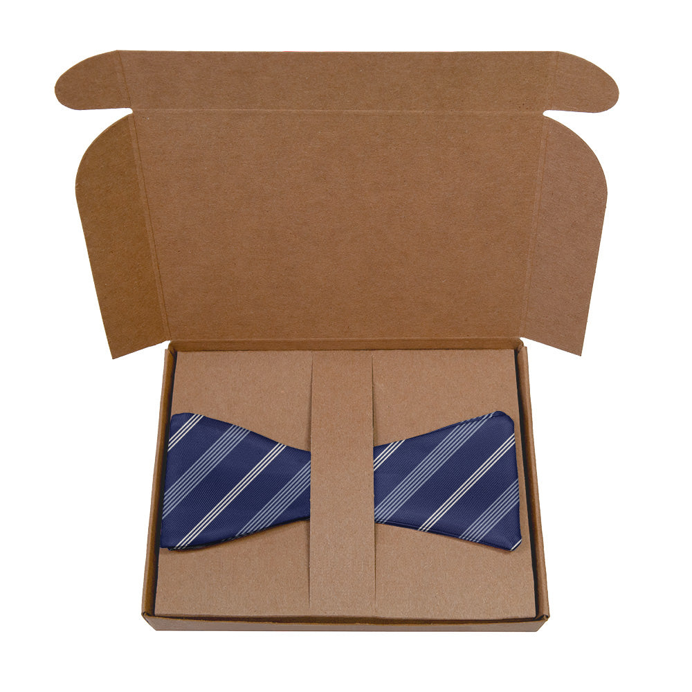 Regimental Stripe Bow Tie - Kraft Gift Box Packaging - Knotty Tie Co.