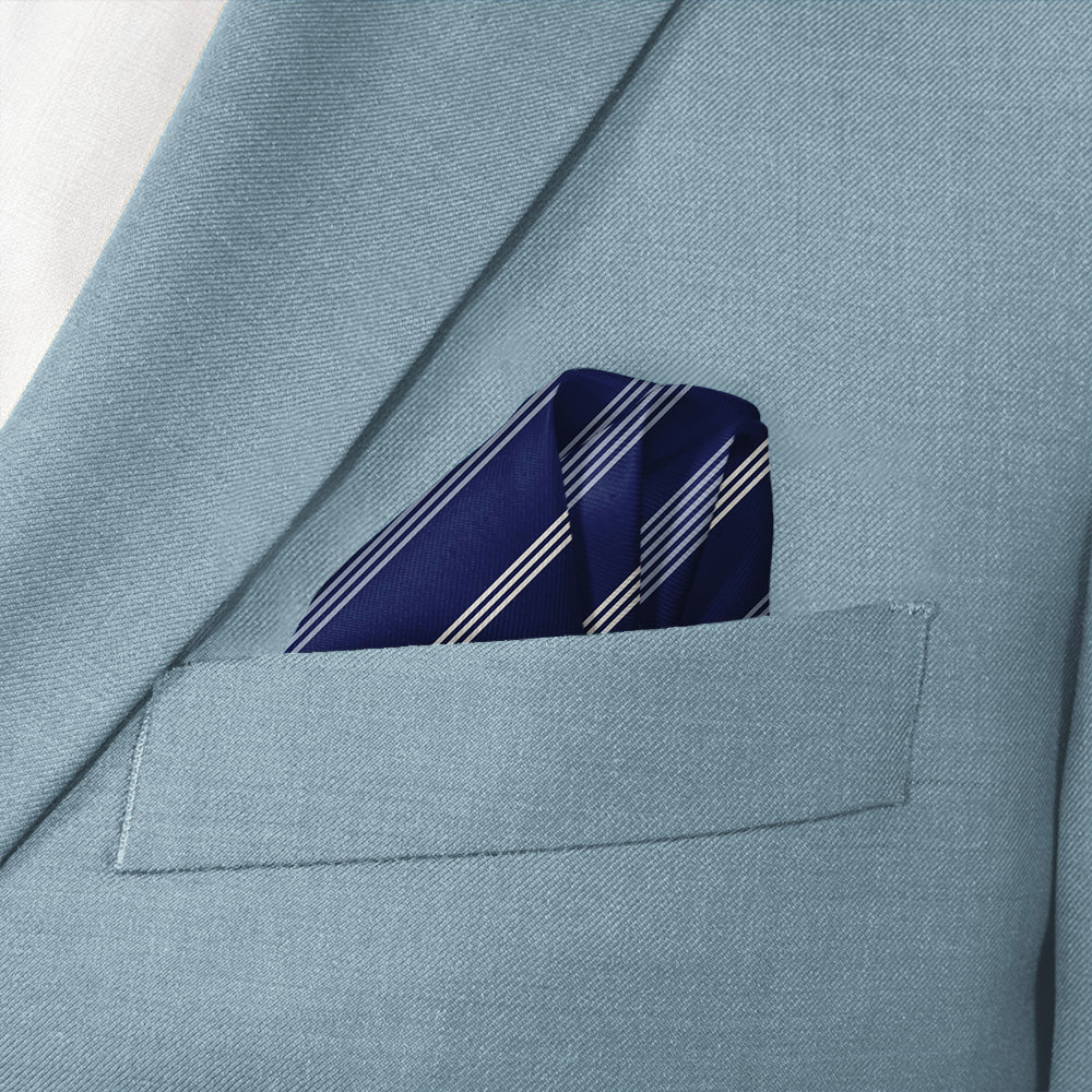 Regimental Stripe Pocket Square - Wave Fold - Knotty Tie Co.