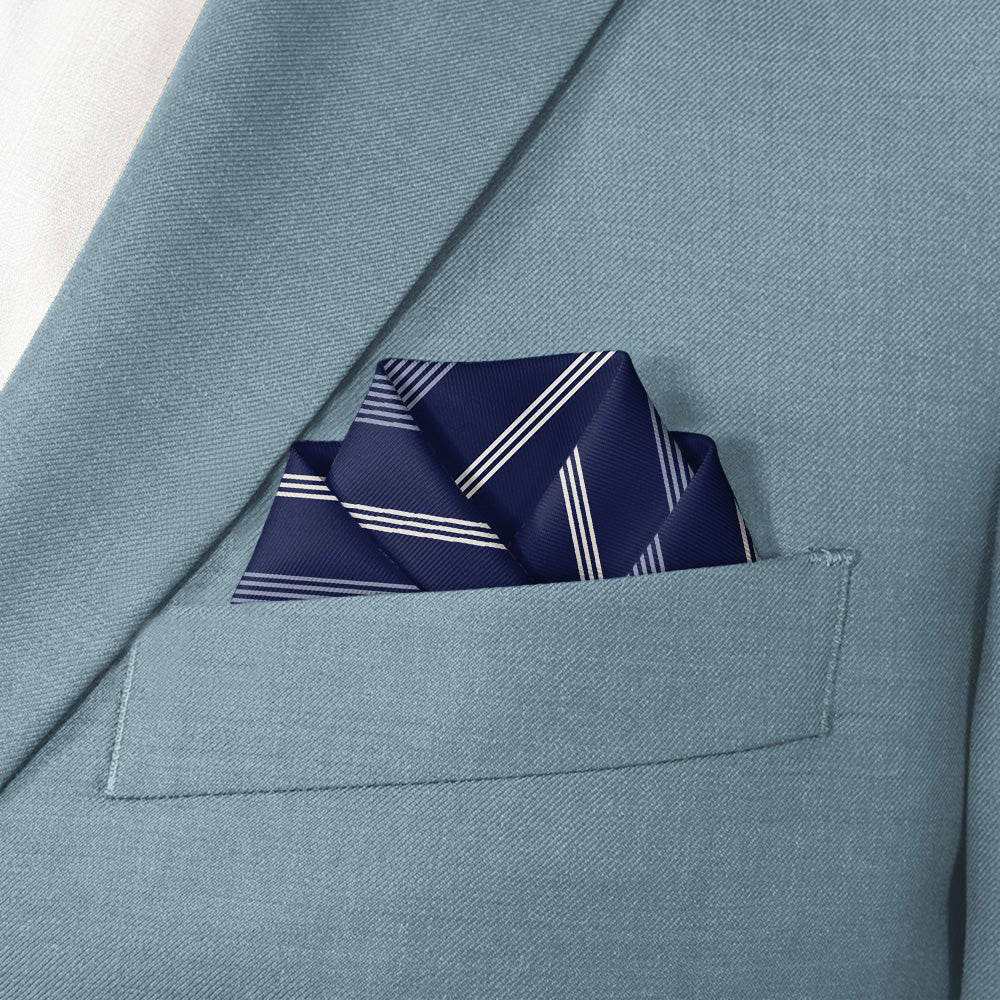 Regimental Stripe Pocket Square - Scalloped Fold - Knotty Tie Co.