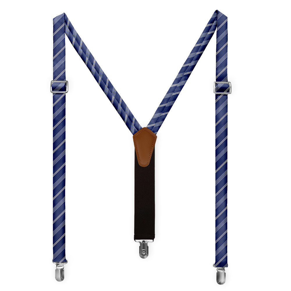 Regimental Stripe Suspenders - Full Front View - Knotty Tie Co.