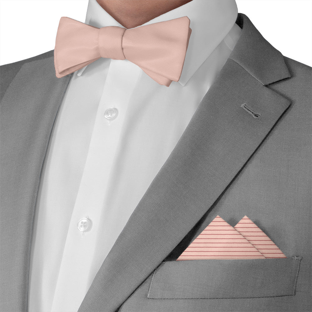 Repp Stripe Pocket Square - Matching Bow Tie - Knotty Tie Co.