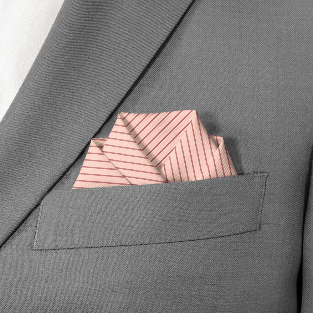 Repp Stripe Pocket Square - Scalloped Fold - Knotty Tie Co.