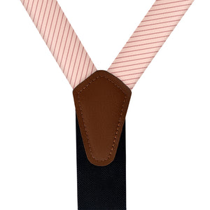 Repp Stripe Suspenders - Vegan Leather Y-Back - Knotty Tie Co.