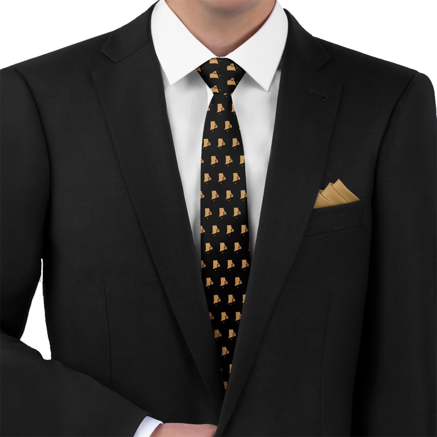 Rhode Island State Outline Necktie - Matching Pocket Square - Knotty Tie Co.