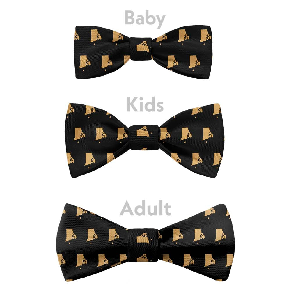 Rhode Island State Outline Bow Tie - Bow Sizes - Knotty Tie Co.