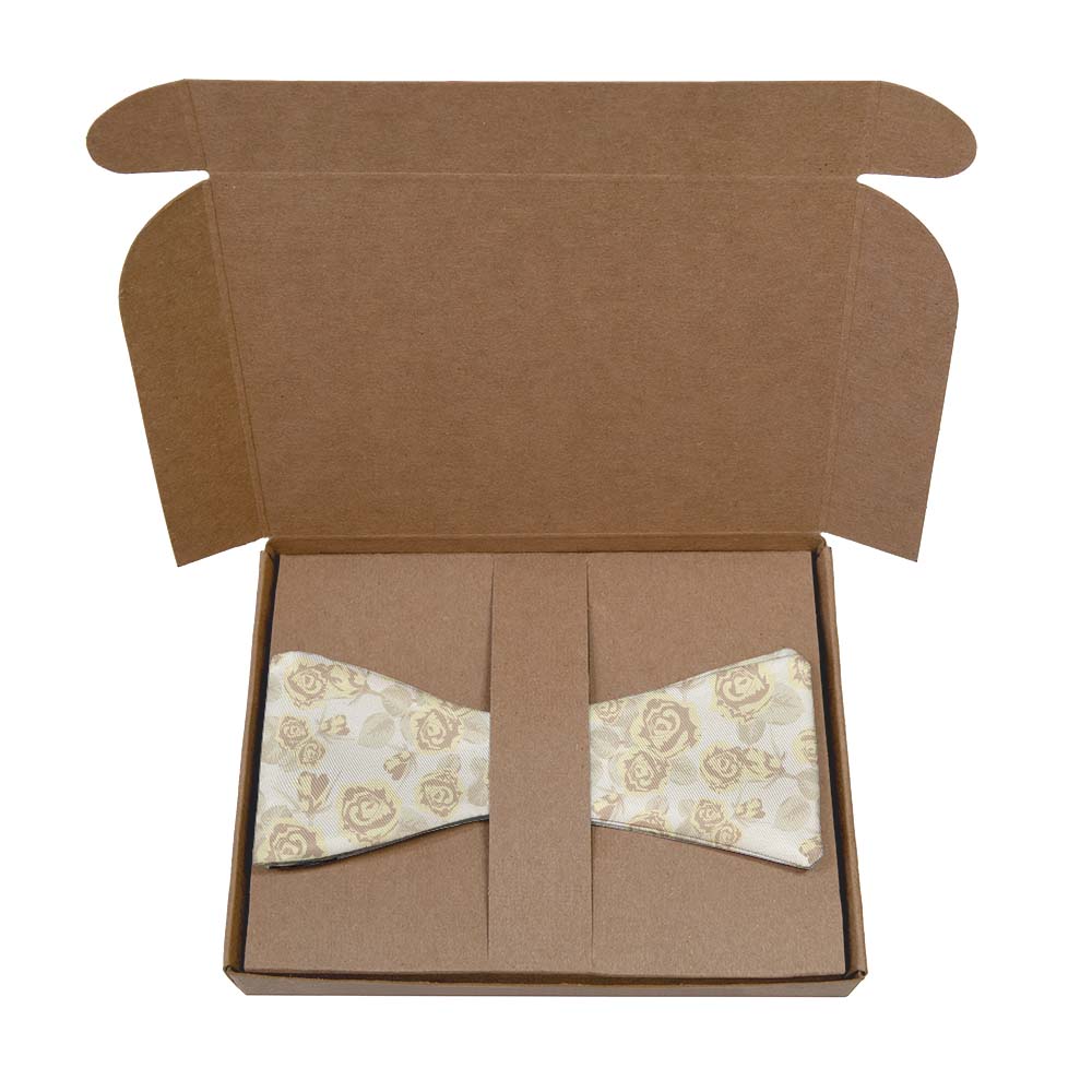 Rose Bud Floral Bow Tie- Kraft Gift Box Packaging - Knotty Tie Co.