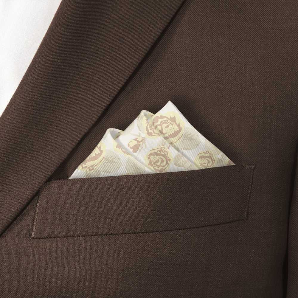 Rose Bud Floral Pocket Square - Stairs Fold - Knotty Tie Co.
