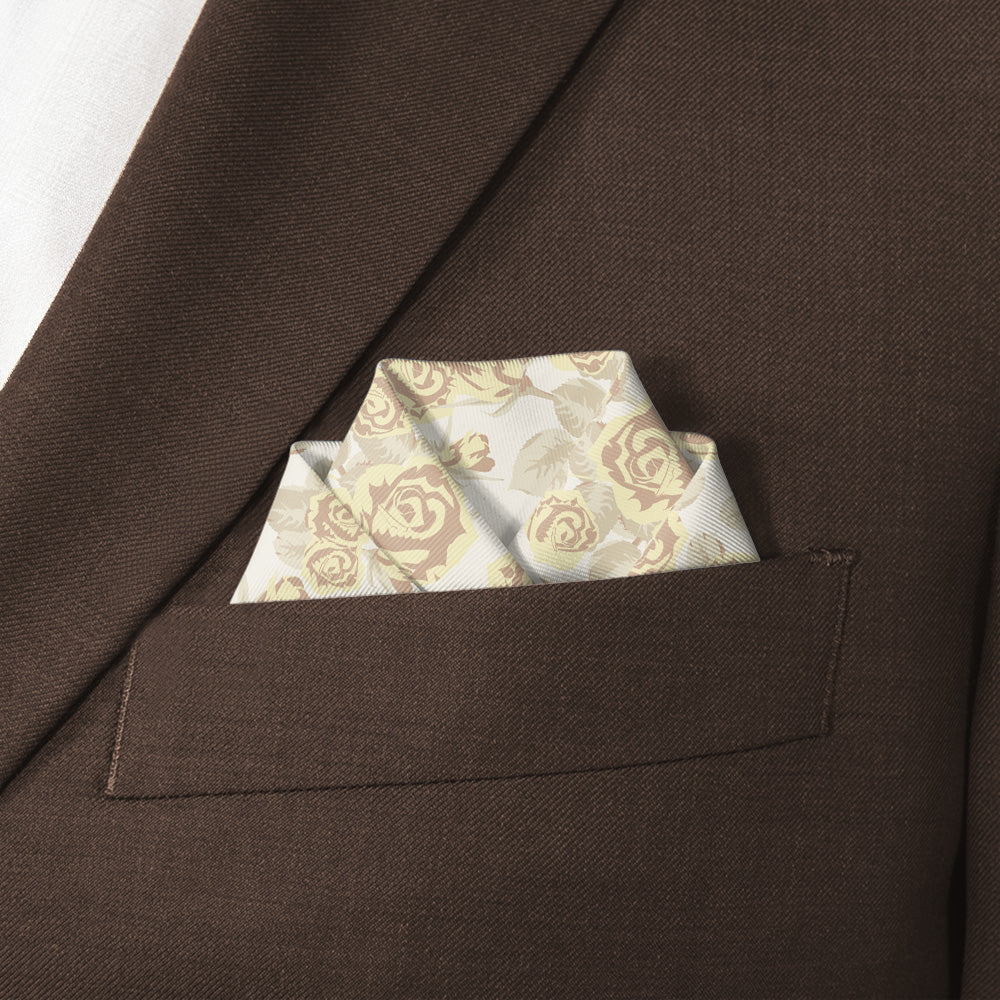 Rose Bud Floral Pocket Square - Scalloped Fold - Knotty Tie Co.