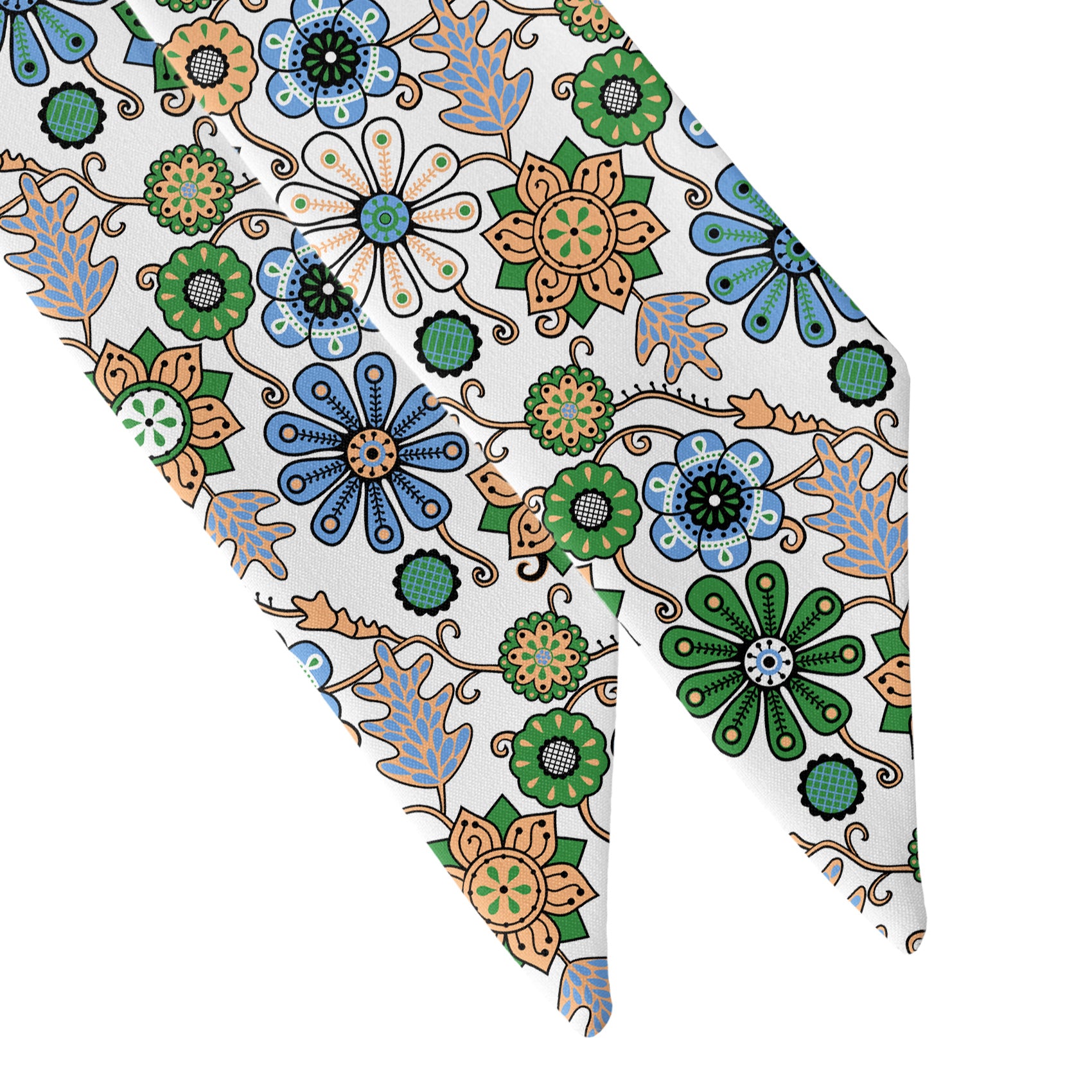 Rural Floral Hair Scarf - Scarf Tapered Ends - Knotty Tie Co.