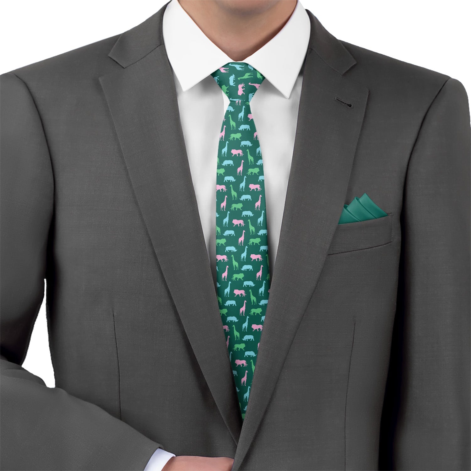 Safari Necktie - Matching Pocket Square - Knotty Tie Co.