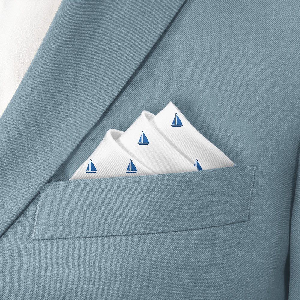 Sail Boats Pocket Square - Stairs Fold - Knotty Tie Co.