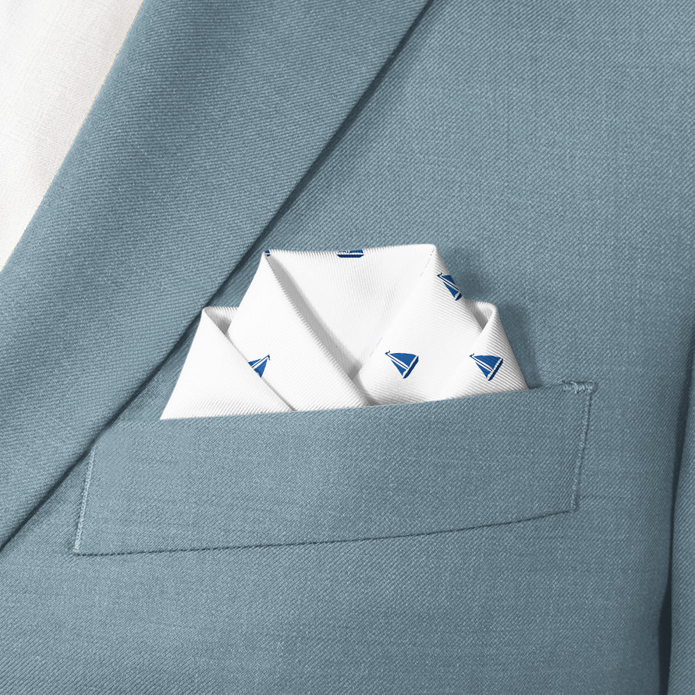 Sail Boats Pocket Square - Scalloped Fold - Knotty Tie Co.