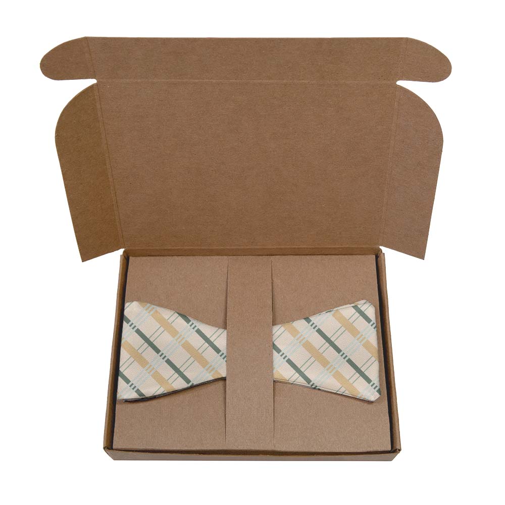 Savannah Plaid Bow Tie- Kraft Gift Box Packaging - Knotty Tie Co.