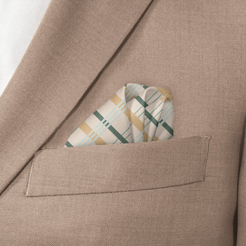 Savannah Plaid Pocket Square - Wave Fold - Knotty Tie Co.