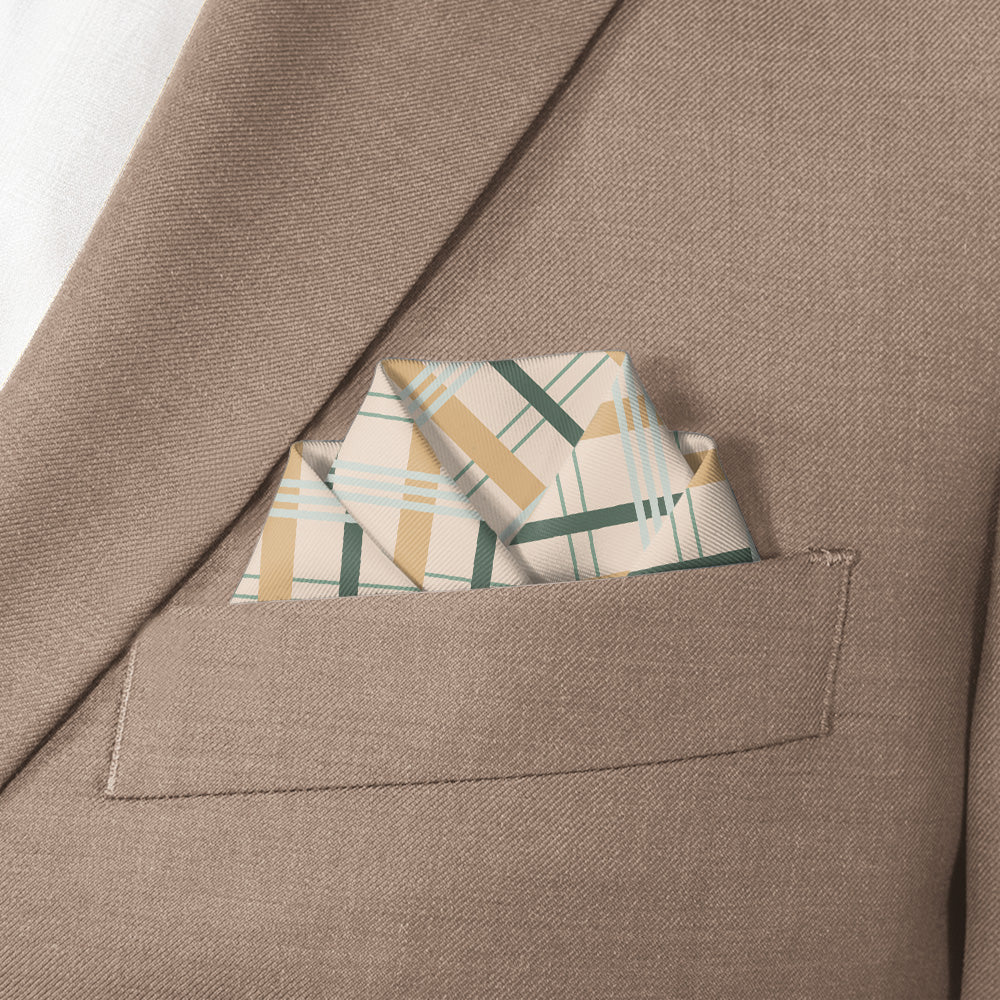 Savannah Plaid Pocket Square - Scalloped Fold - Knotty Tie Co.