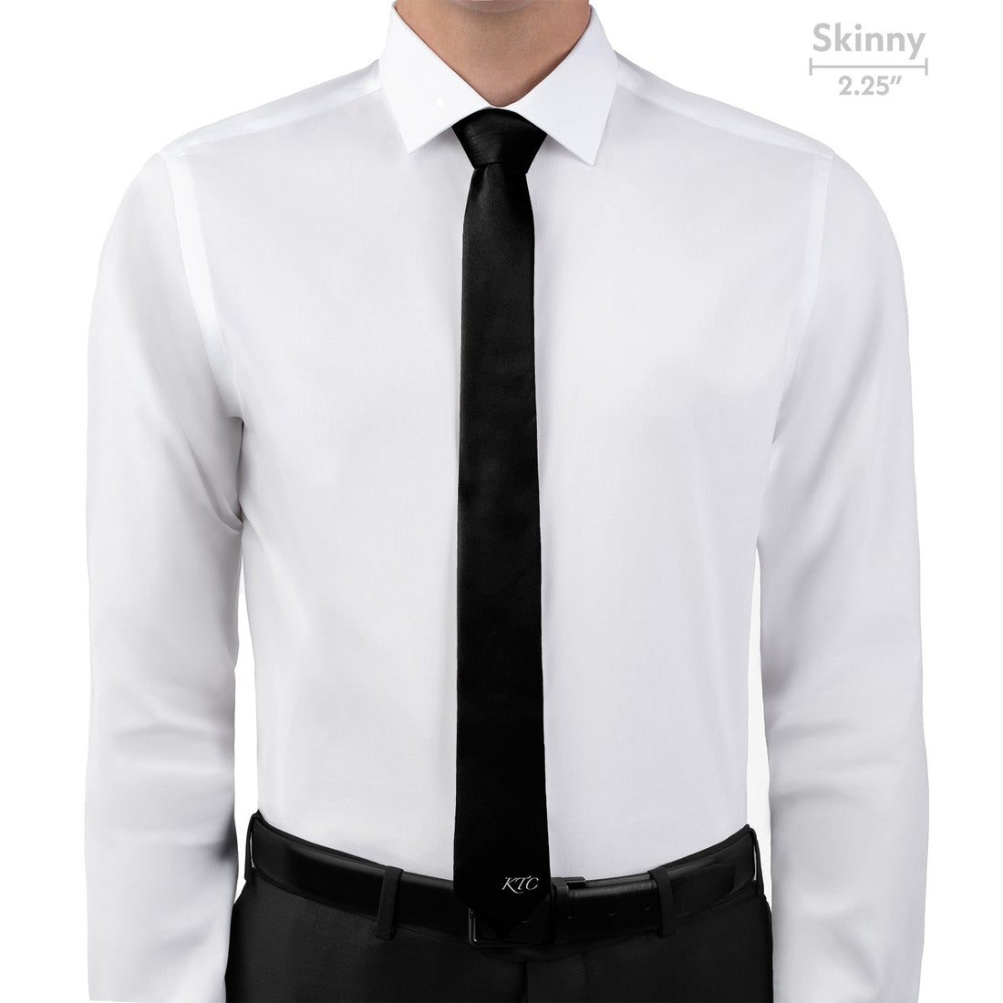 Script Initials On Tip Monogram Necktie - Skinny - Knotty Tie Co.
