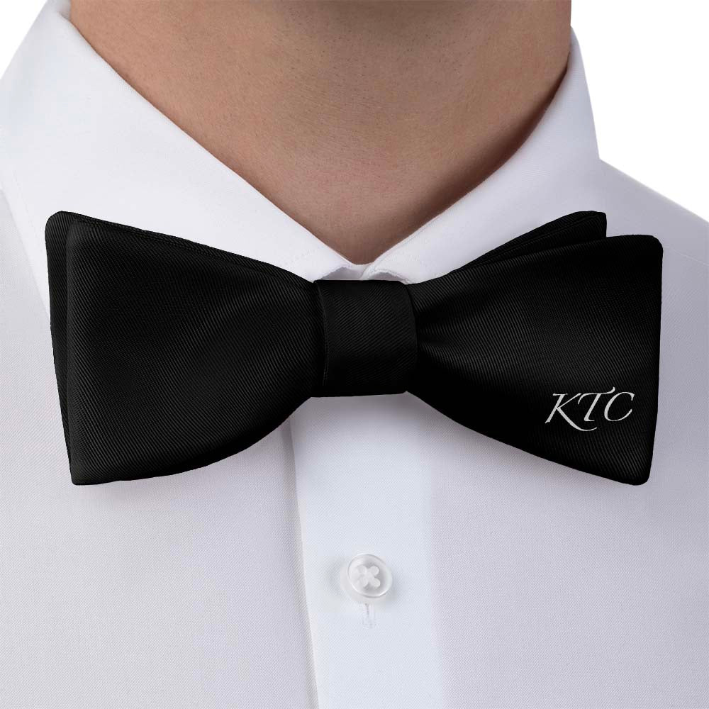 Script Initials On Bow Monogram Bow Tie - Bow Tie with Dress Shirt - Knotty Tie Co.