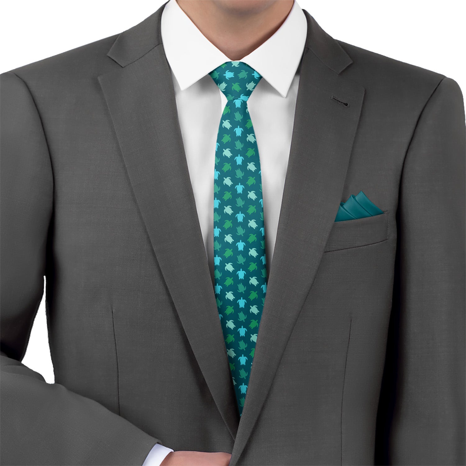 Sea Turtles Necktie - Matching Pocket Square - Knotty Tie Co.