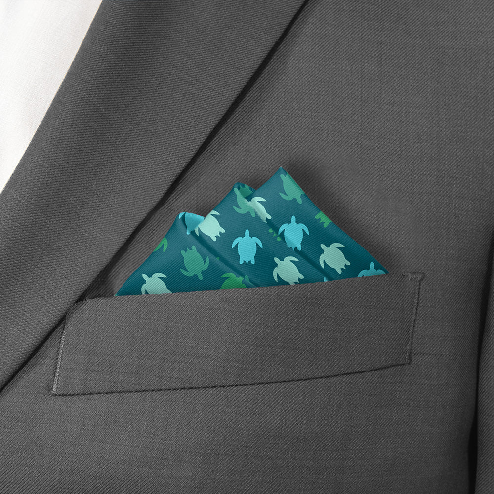 Sea Turtles Pocket Square - Stairs Fold - Knotty Tie Co.