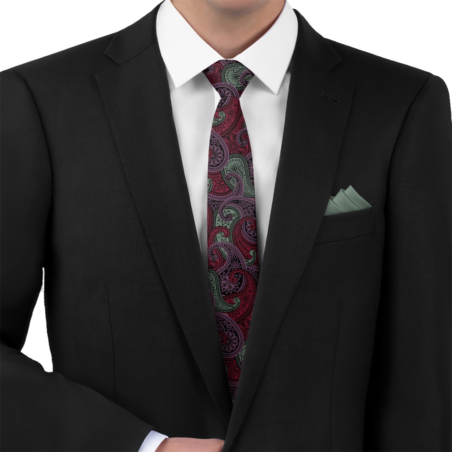 Sebastian Paisley Necktie - Matching Pocket Square - Knotty Tie Co.