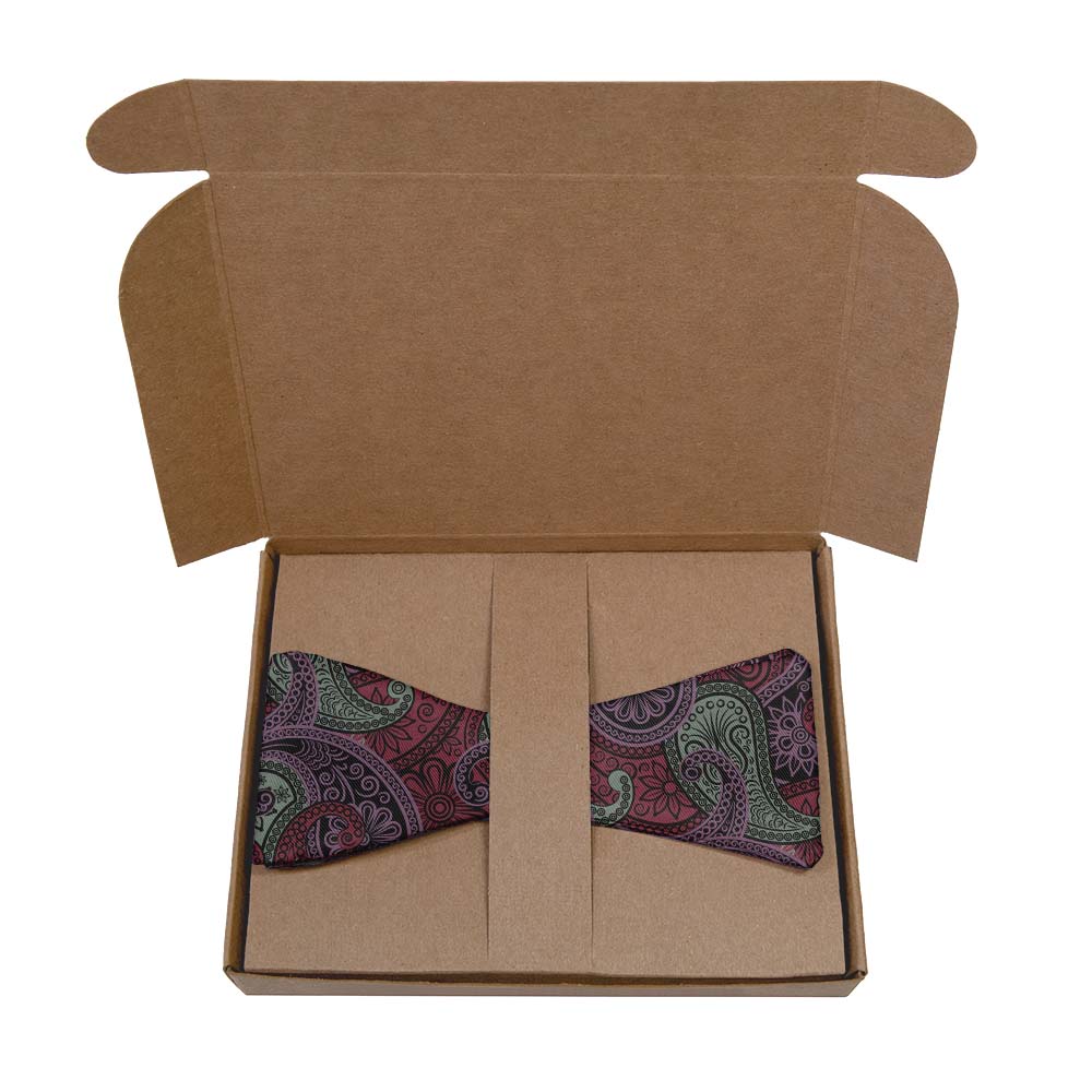 Sebastian Paisley Bow Tie- Kraft Gift Box Packaging - Knotty Tie Co.