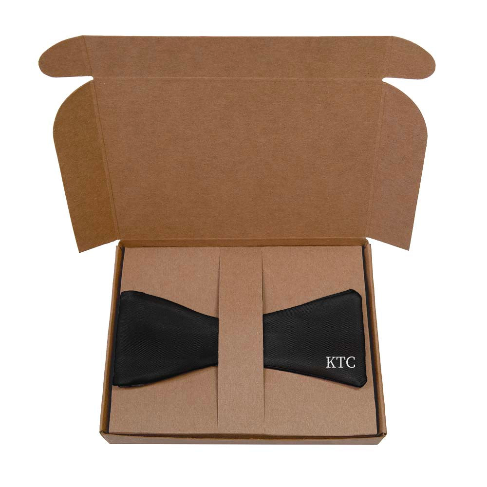 Serif Initials On Bow Monogram Bow Tie- Kraft Gift Box Packaging - Knotty Tie Co.