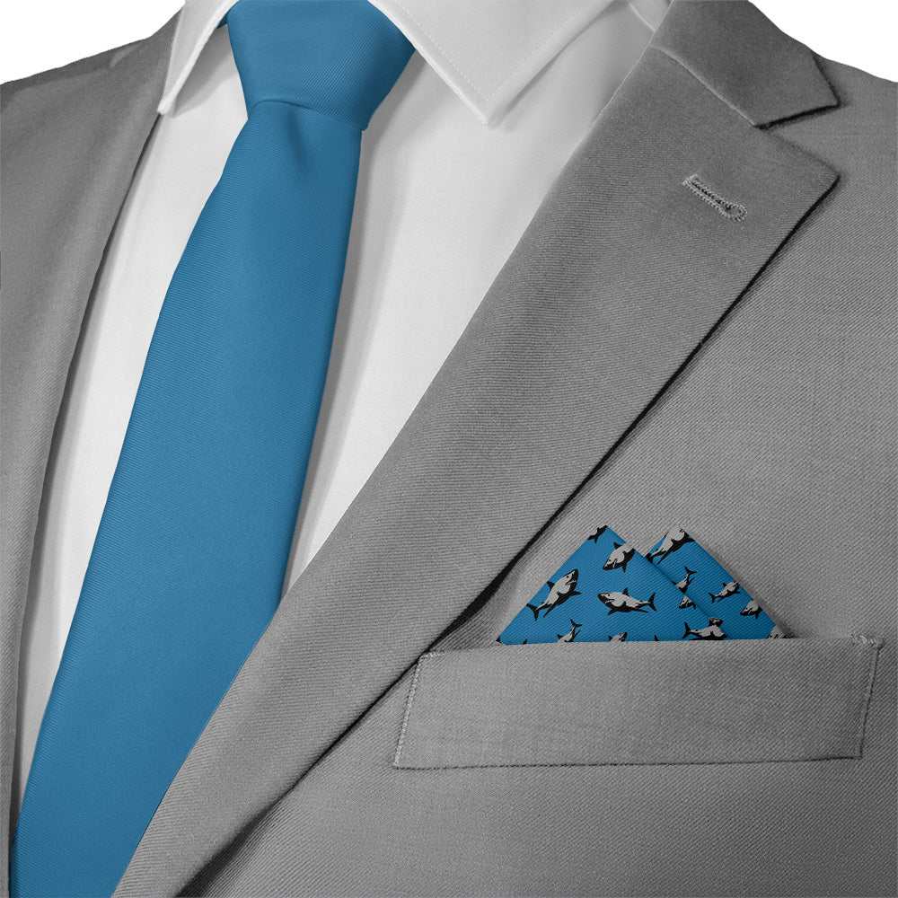 Sharks Pocket Square - Matching Necktie- Knotty Tie Co.
