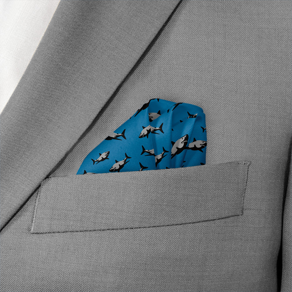Sharks Pocket Square - Wave Fold - Knotty Tie Co.