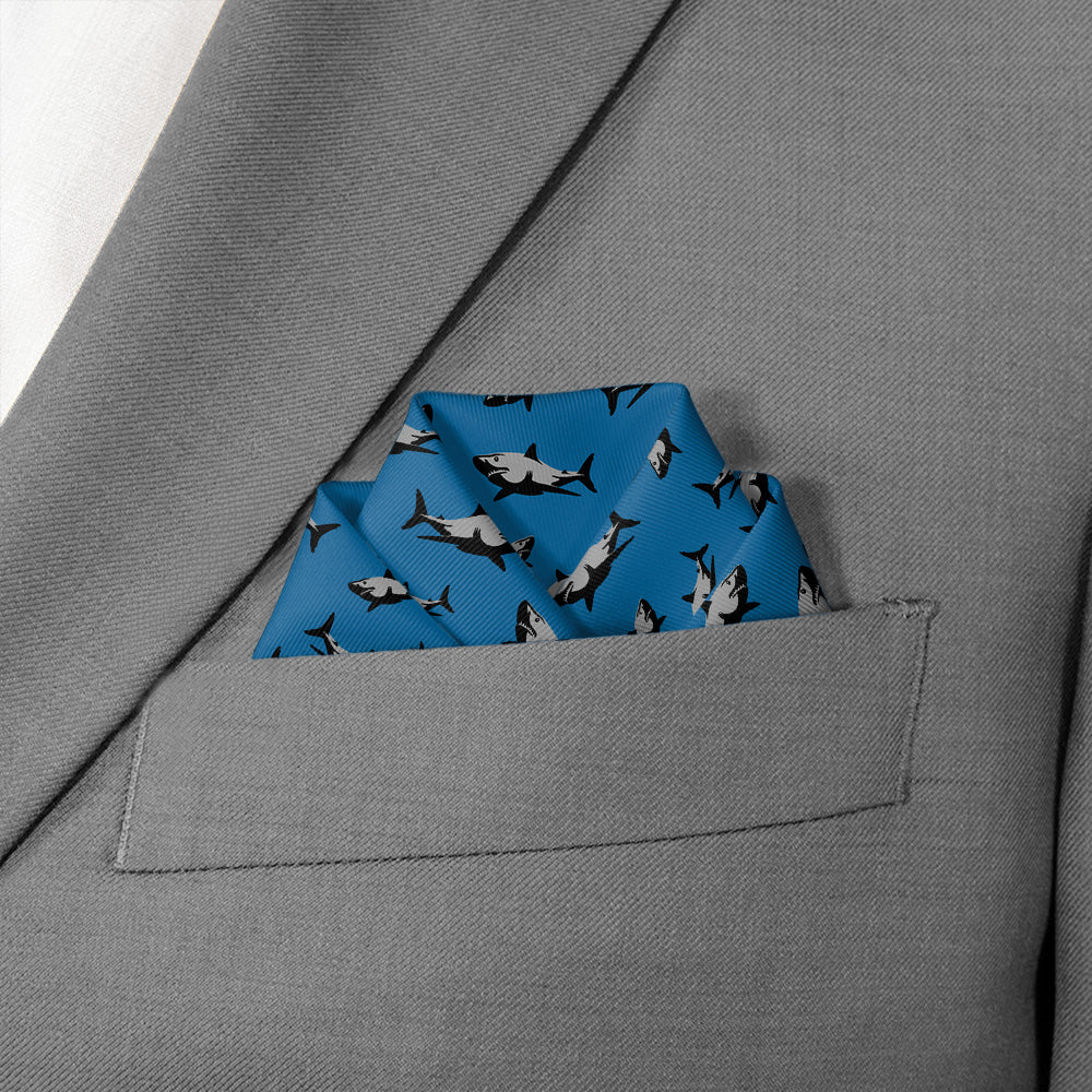 Sharks Pocket Square - Scalloped Fold - Knotty Tie Co.
